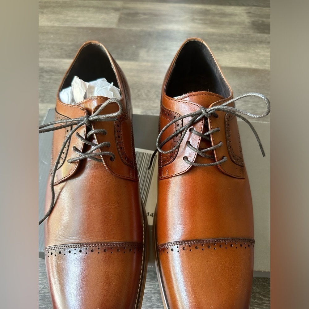 Stacy Adams lace up round toe men’s shoes cognac 13M - Picture 3 of 9